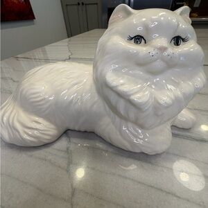 Vintage White Ceramic Cat Figurine